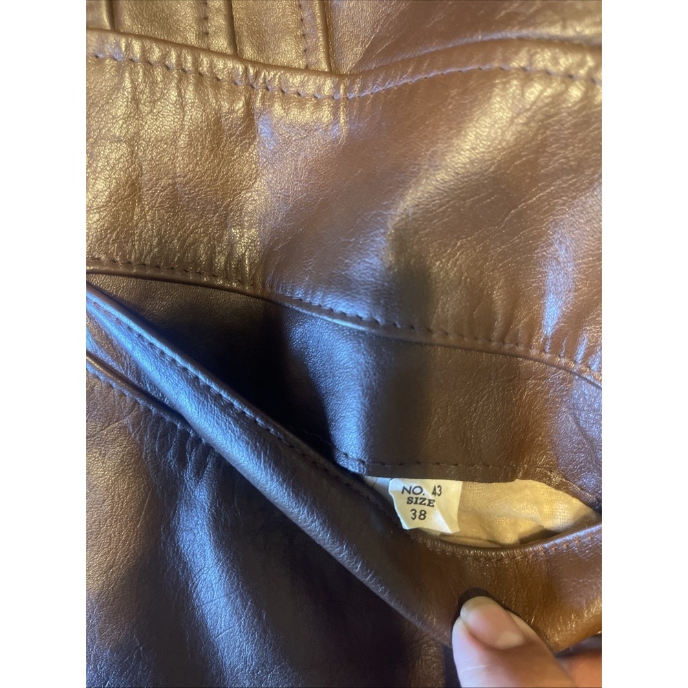 Vintage Men Leather Blazer Size 38 Brown 3 Bottons - Picture 6 of 16